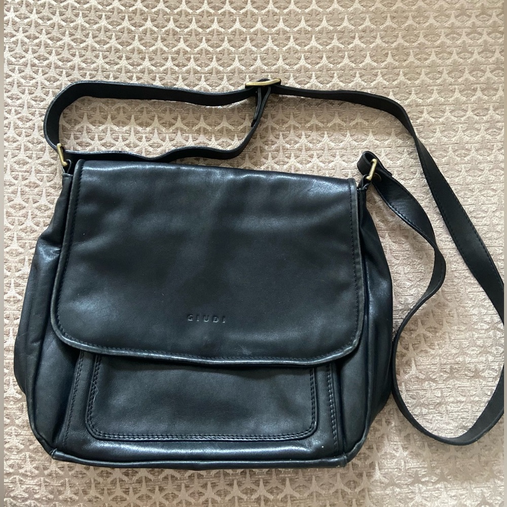 Giudi Italian Leather Brown Crossbody Shoulder Bag, leather  bag, vintage bag